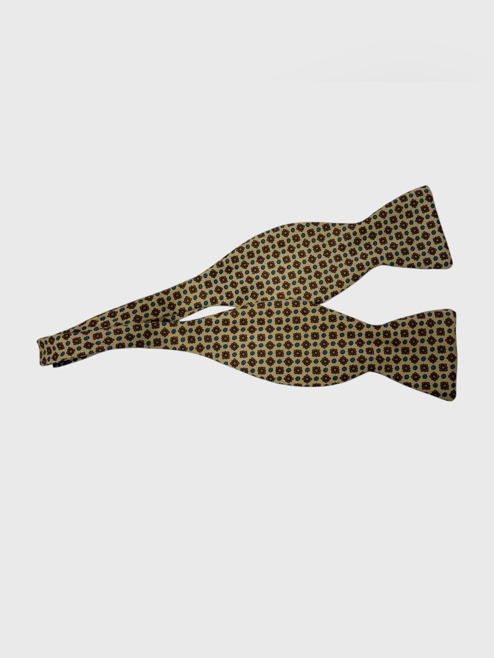 Gives & Hawkes Pale Yellow Multicolor Floral Silk Bow Tie